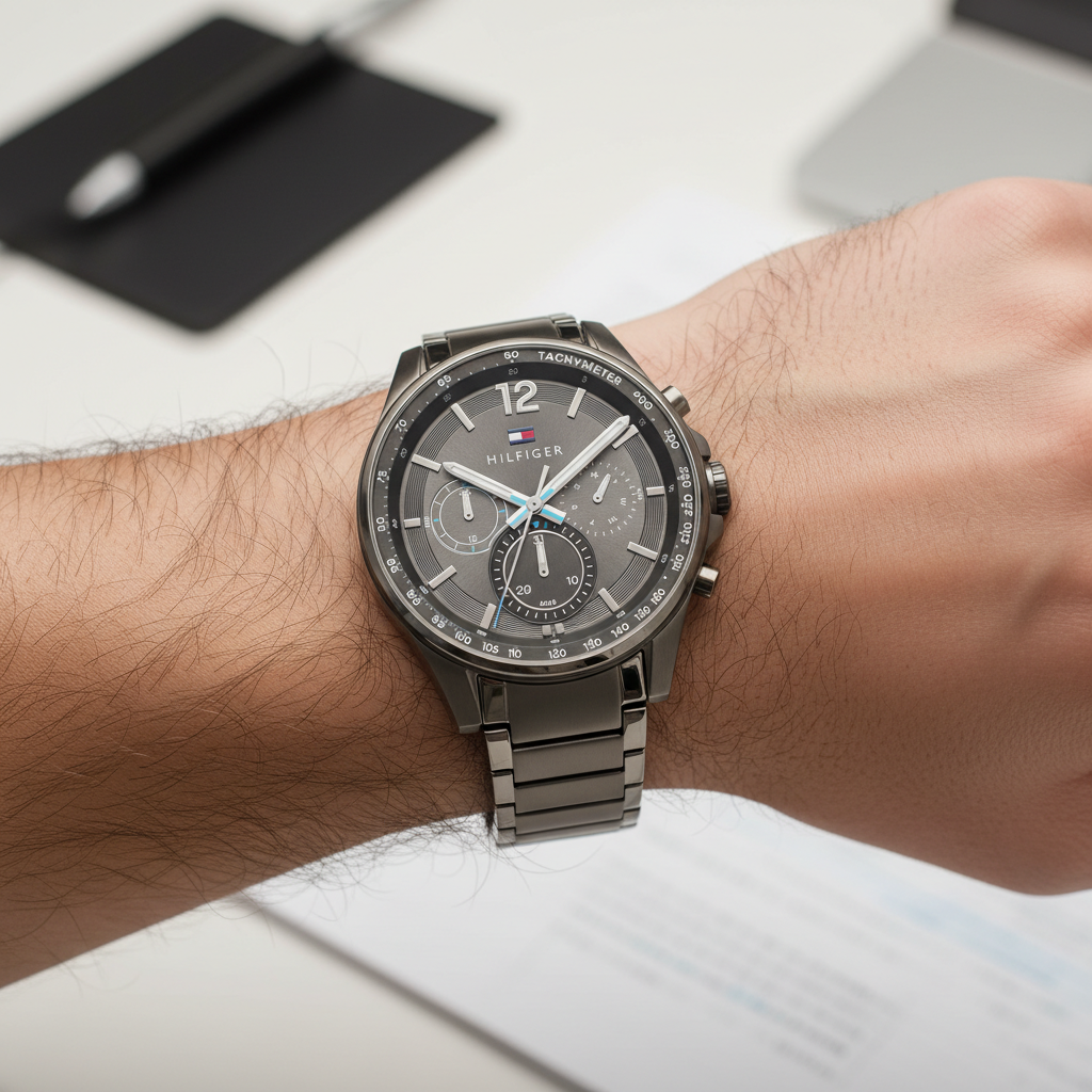 Tommy Hilfiger Max 1791975 44mm Men's Multi-Function Watch – Grey & Grey Stainless Steel Bracelet