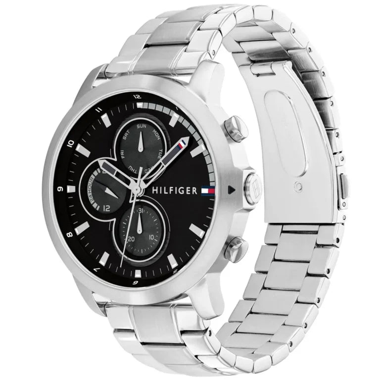 Tommy Hilfiger Jameson 1792048 46mm Men's Multi-Function Watch – Black & Silver Stainless Steel Bracelet
