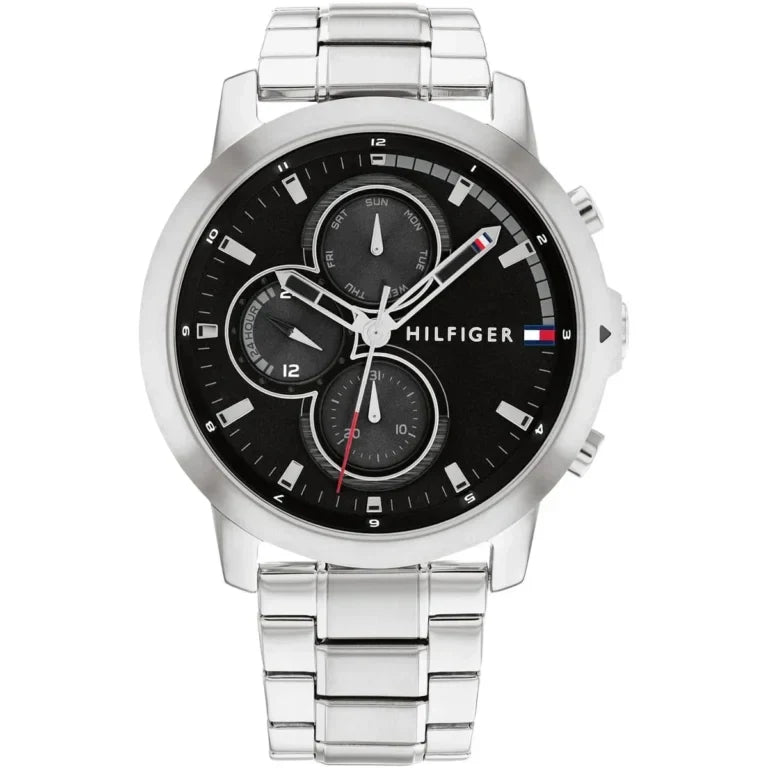 Tommy Hilfiger Jameson 1792048 46mm Men's Multi-Function Watch – Black & Silver Stainless Steel Bracelet