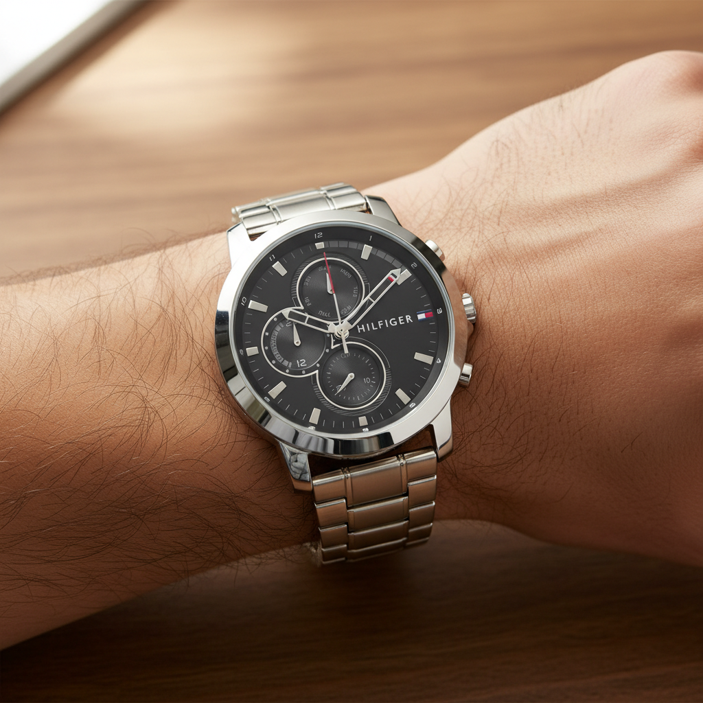 Tommy Hilfiger Jameson 1792048 46mm Men's Multi-Function Watch – Black & Silver Stainless Steel Bracelet