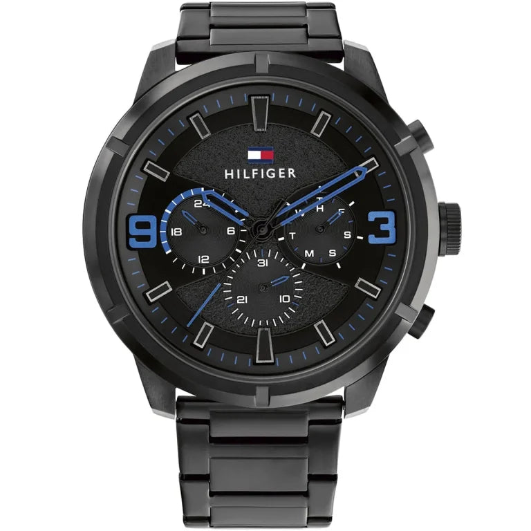 Tommy Hilfiger Wild 1792070 50mm Men's Multi-Function Watch – Black Textured & Black Stainless Steel Bracelet