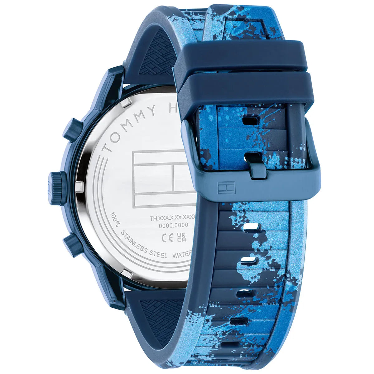 Tommy Hilfiger Wild 1792073 50mm Men's Multi-Function Watch – Blue Textured & Camo Silicone Strap