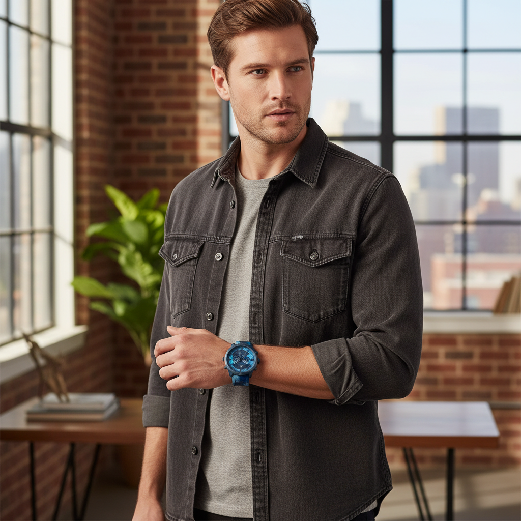 Tommy Hilfiger Wild 1792073 50mm Men's Multi-Function Watch – Blue Textured & Camo Silicone Strap