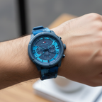 Tommy Hilfiger Wild 1792073 50mm Men's Multi-Function Watch – Blue Textured & Camo Silicone Strap