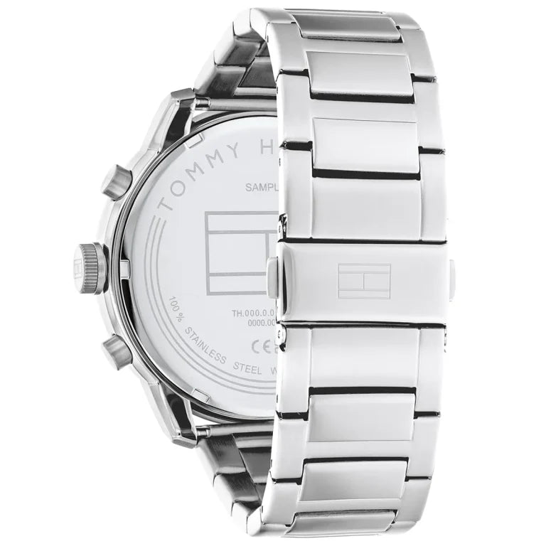 Tommy Hilfiger Wild 1792077 50mm Men's Multi-Function Watch – Blue Textured & Silver Stainless Steel Bracelet