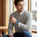 Tommy Hilfiger Wild 1792077 50mm Men's Multi-Function Watch – Blue Textured & Silver Stainless Steel Bracelet