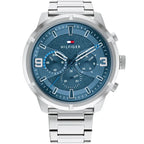 Tommy Hilfiger Wild 1792077 50mm Men's Multi-Function Watch – Blue Textured & Silver Stainless Steel Bracelet