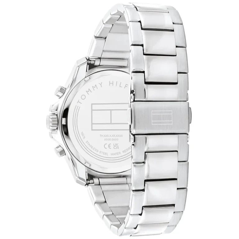 Tommy Hilfiger Jordan 1792094 43mm Men's Multi-Function Watch – Blue Dual-Time & Silver Stainless Steel Bracelet