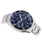 Tommy Hilfiger Jordan 1792094 43mm Men's Multi-Function Watch – Blue Dual-Time & Silver Stainless Steel Bracelet