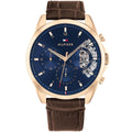 Tommy Hilfiger Baker 1710453 44mm Men's Multi-Function Watch – Blue & Brown Genuine Leather Strap