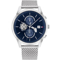 Tommy Hilfiger Baker 1710504 44mm Men's Multi-Function Watch – Navy & Silver Stainless Steel Mesh Bracelet