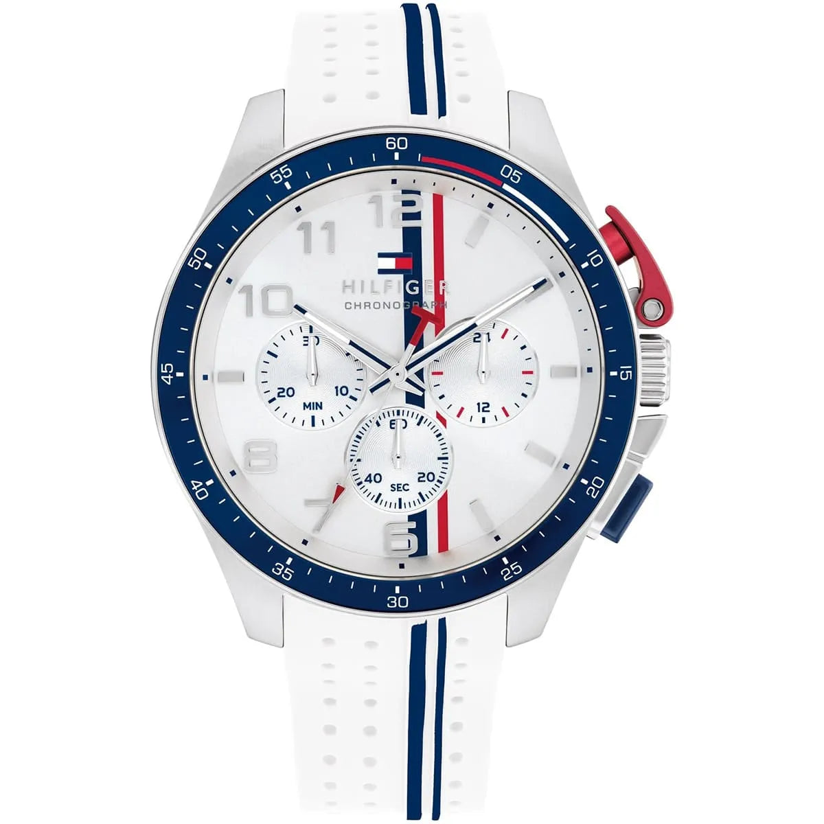 Tommy Hilfiger Bank 1792167 46mm Men's Chronograph Watch – White & White Rubber Strap