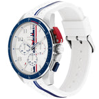Tommy Hilfiger Bank 1792167 46mm Men's Chronograph Watch – White & White Rubber Strap