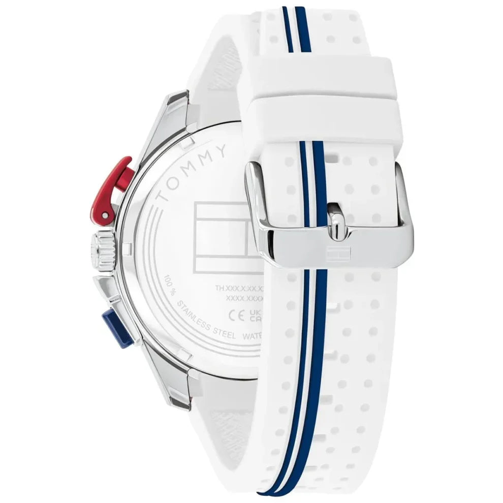 Tommy Hilfiger Bank 1792167 46mm Men's Chronograph Watch – White & White Rubber Strap