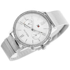 Tommy Hilfiger Blake 1782301 38mm Women's Multi-Function Watch – Silver Sunray & Silver Stainless Steel Mesh Bracelet