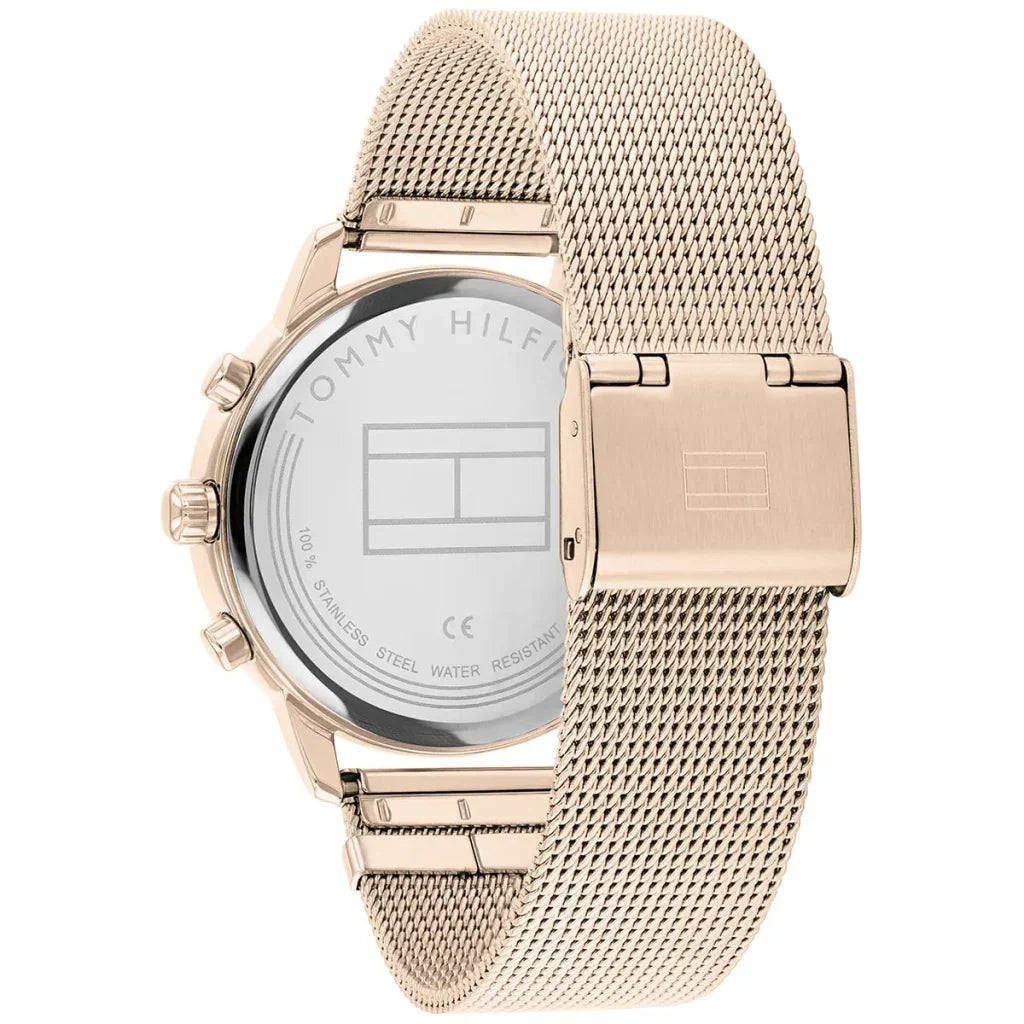 Tommy Hilfiger Blake 1782303 38mm Women's Multi-Function Watch – Gold Sunray & Gold Stainless Steel Mesh Bracelet