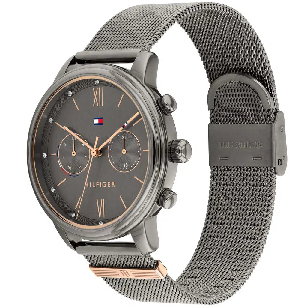 Tommy Hilfiger Blake 1782304 38mm Women's Multi-Function Watch – Grey Sunray & Grey Stainless Steel Mesh Bracelet