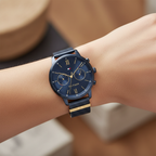 Tommy Hilfiger Blake 1782305 38mm Women's Multi-Function Watch – Navy Sunray & Navy Stainless Steel Mesh Bracelet
