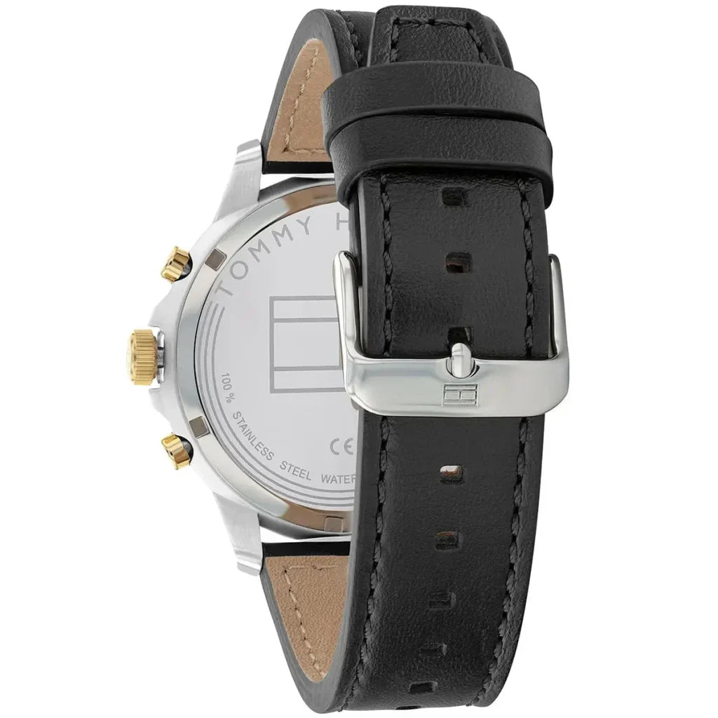 Tommy Hilfiger Henry 1710474 44mm Men's Multi-Function Watch – Black Skeleton & Black Genuine Leather Strap