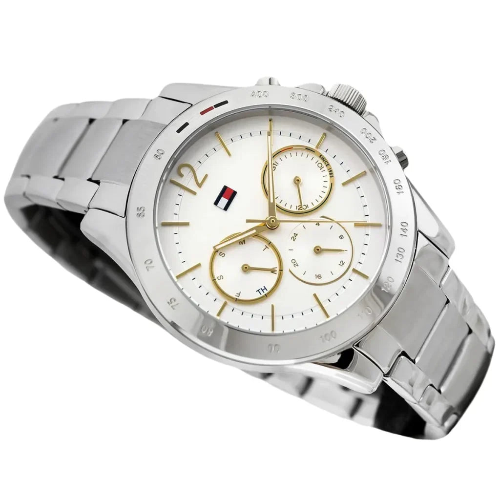 Tommy Hilfiger Lori 1782194 38mm Women's Multi-Function Watch – Silver Sunray & Silver Stainless Steel Bracelet