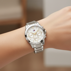 Tommy Hilfiger Lori 1782194 38mm Women's Multi-Function Watch – Silver Sunray & Silver Stainless Steel Bracelet