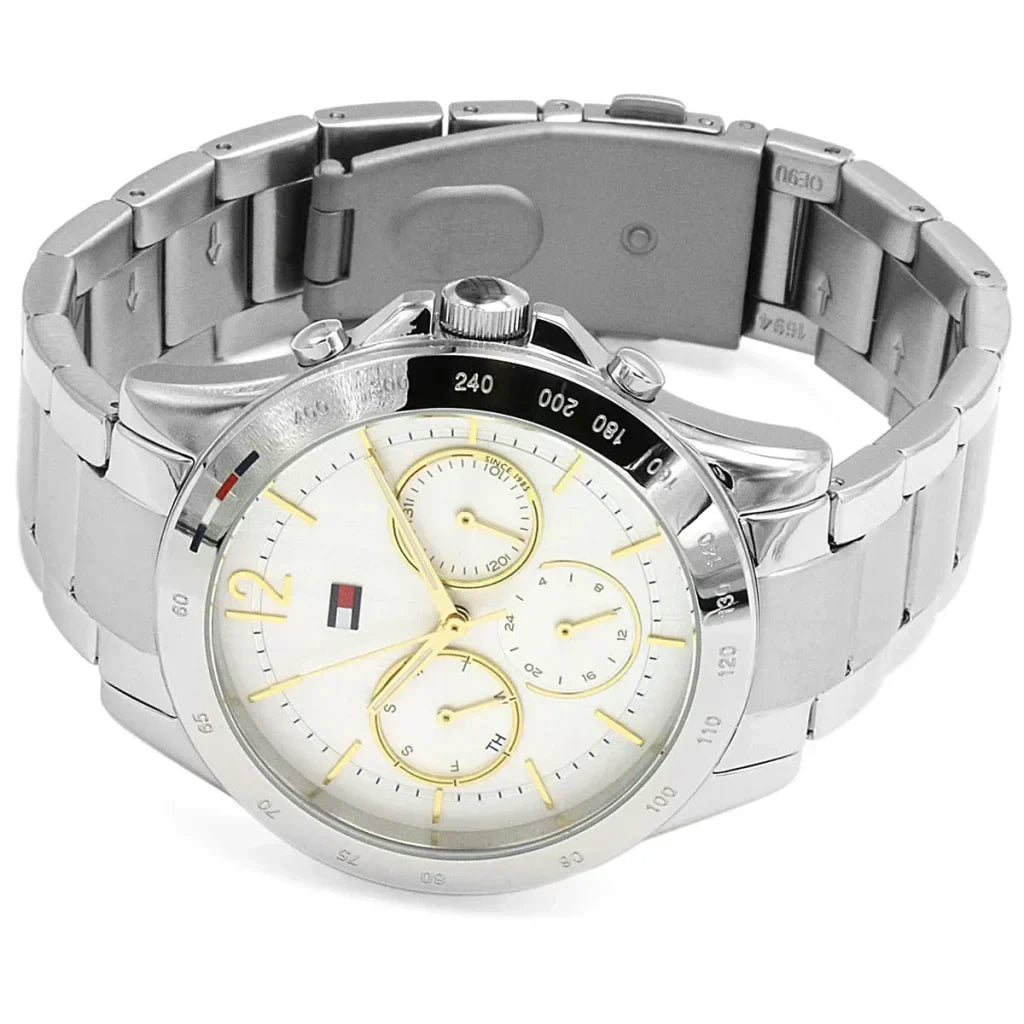Tommy Hilfiger Lori 1782194 38mm Women's Multi-Function Watch – Silver Sunray & Silver Stainless Steel Bracelet