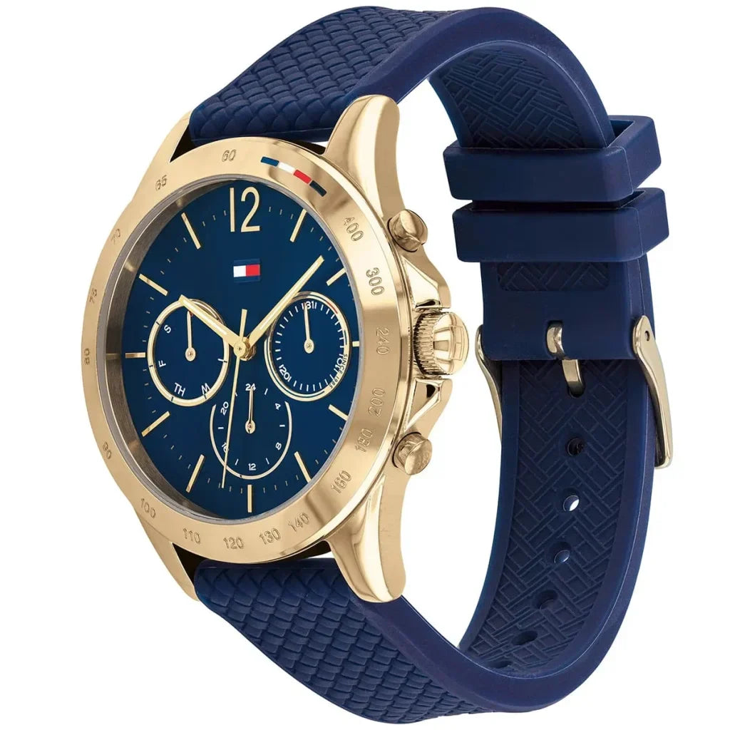 Tommy Hilfiger Lori 1782198 38mm Women's Multi-Function Watch – Navy Sunray & Navy Rubber Strap