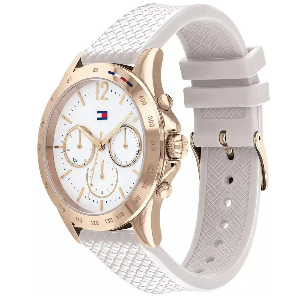 Tommy Hilfiger Lori 1782199 38mm Women's Multi-Function Watch – Navy Sunray & Navy Rubber Strap