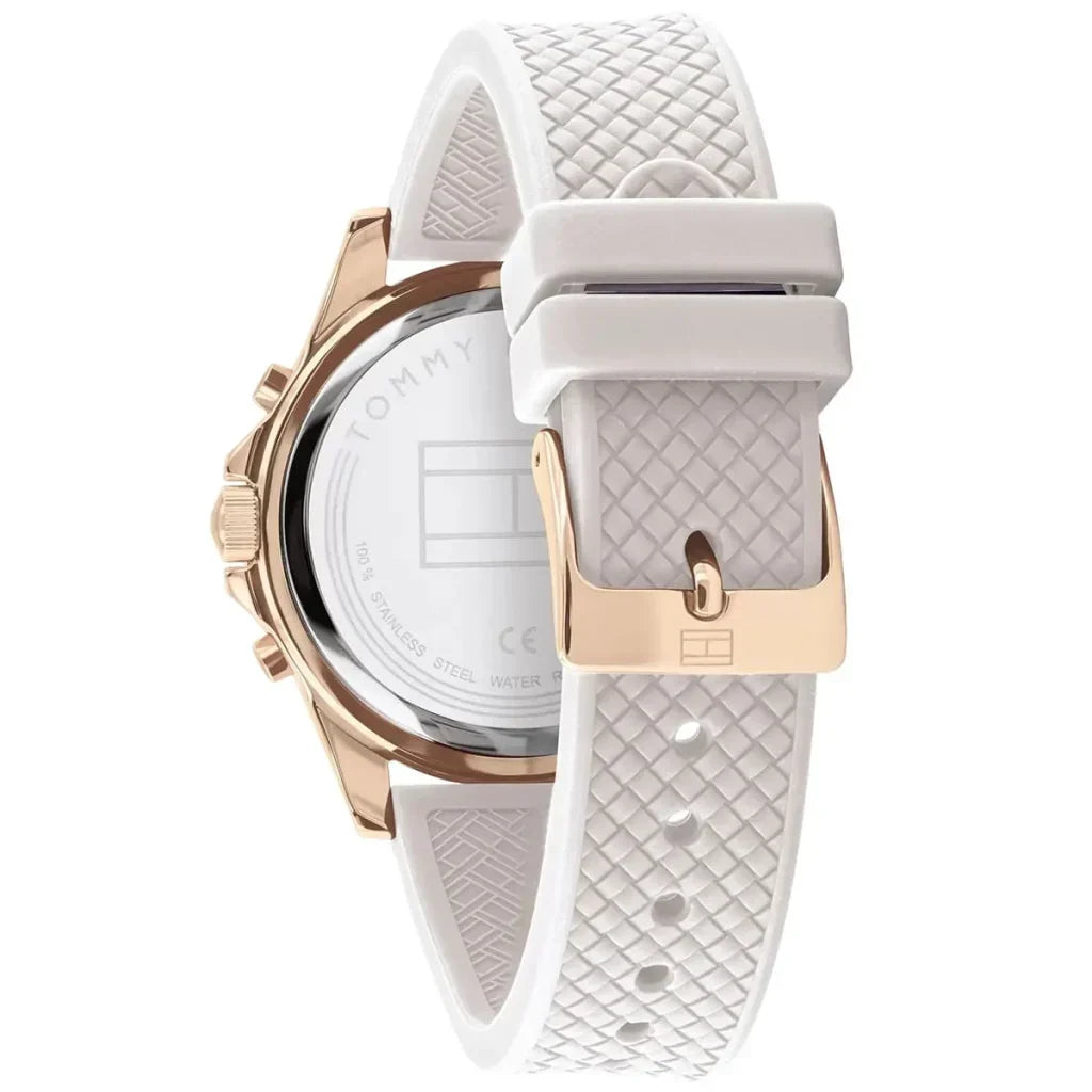 Tommy Hilfiger Lori 1782199 38mm Women's Multi-Function Watch – Navy Sunray & Navy Rubber Strap