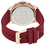 Tommy Hilfiger Lori 1782200 38mm Women's Multi-Function Watch – White Sunray & Berry Rubber Strap
