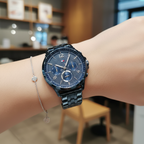 Tommy Hilfiger Lori 1782227 38mm Women's Multi-Function Watch – Navy Sunray & Navy Stainless Steel Bracelet