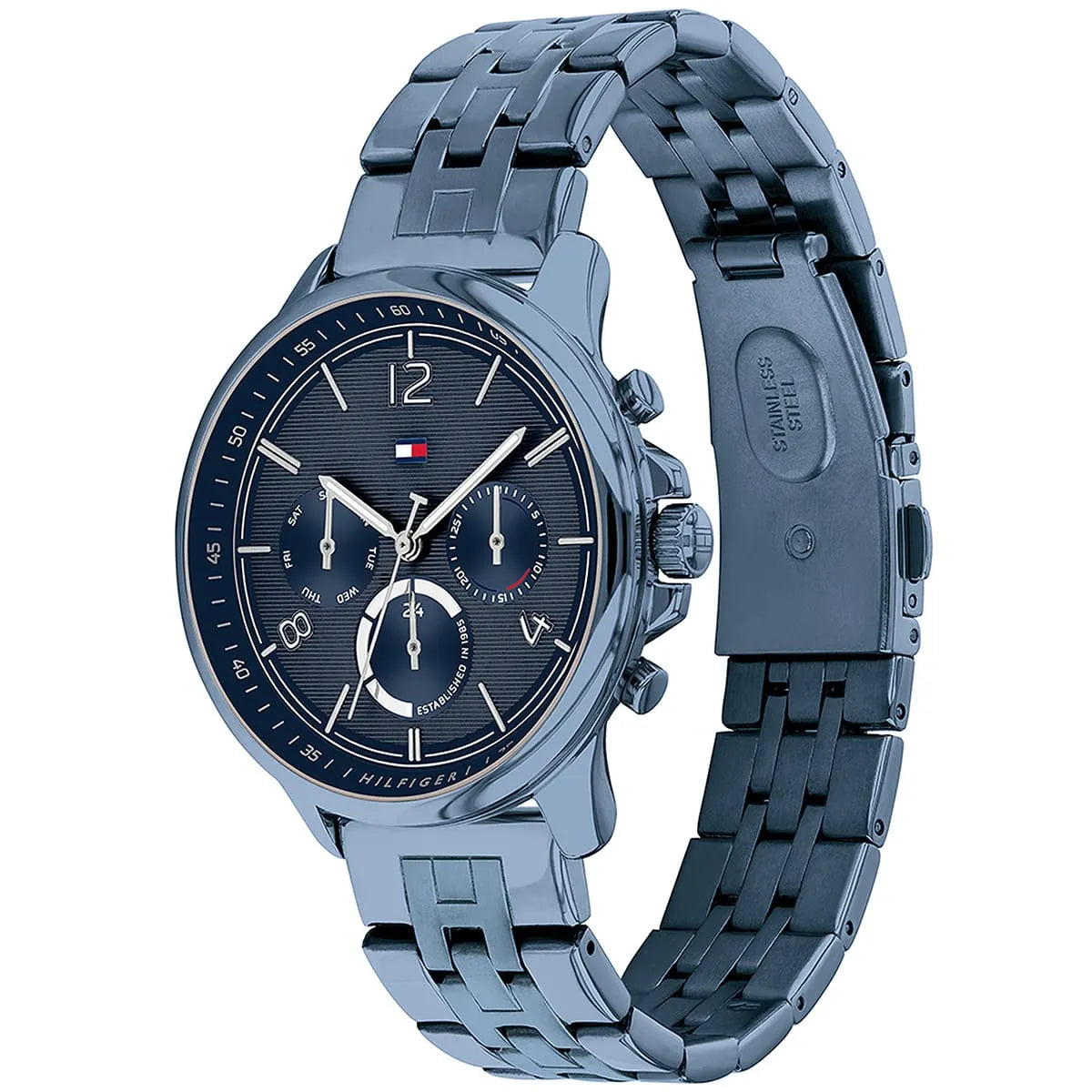 Tommy Hilfiger Lori 1782227 38mm Women's Multi-Function Watch – Navy Sunray & Navy Stainless Steel Bracelet