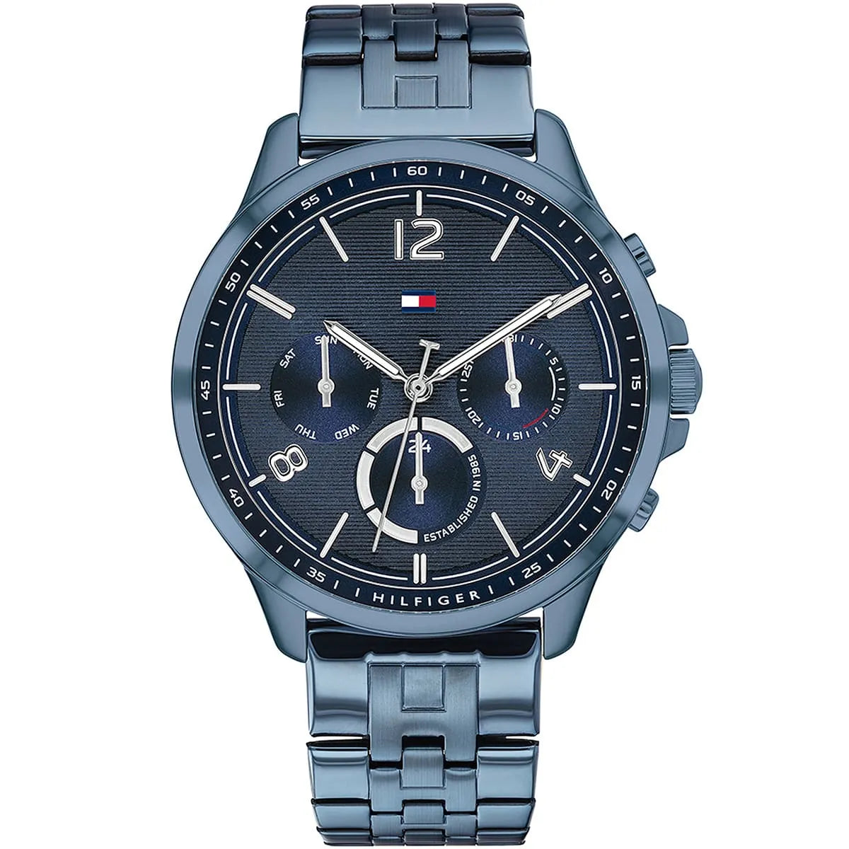 Tommy Hilfiger Lori 1782227 38mm Women's Multi-Function Watch – Navy Sunray & Navy Stainless Steel Bracelet