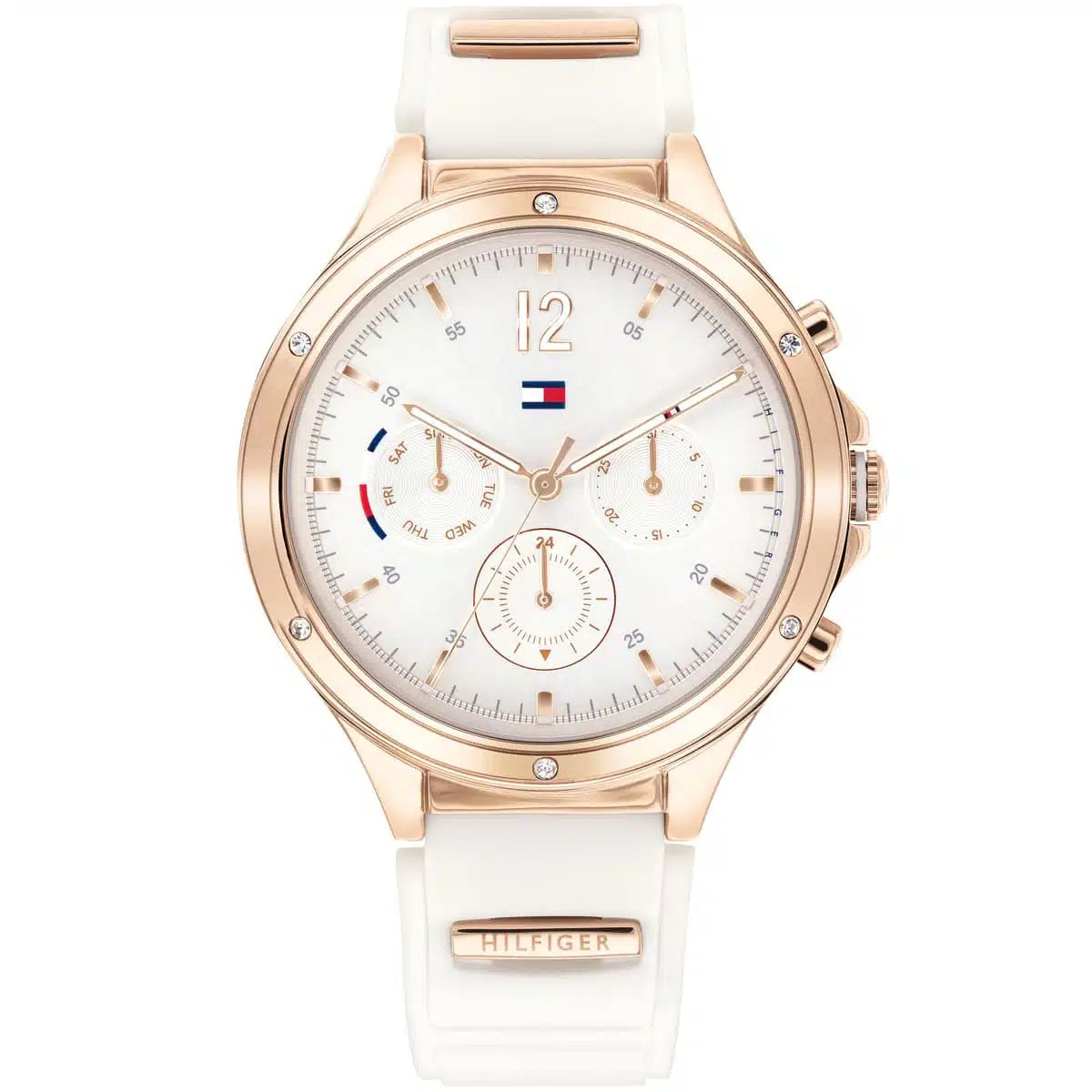 Tommy Hilfiger Lori 1782280 38mm Women's Multi-Function Watch – Silver Sunray & Silver Stainless Steel Bracelet