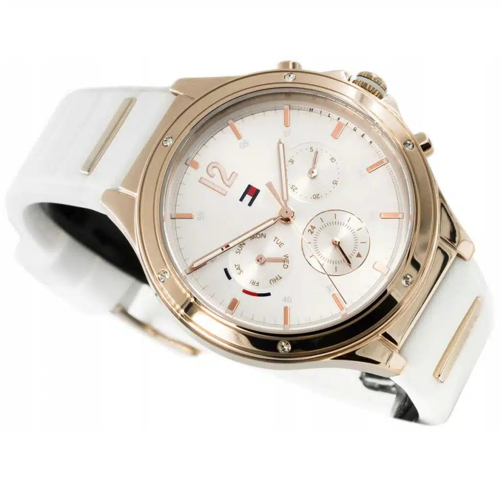 Tommy Hilfiger Lori 1782280 38mm Women's Multi-Function Watch – Silver Sunray & Silver Stainless Steel Bracelet