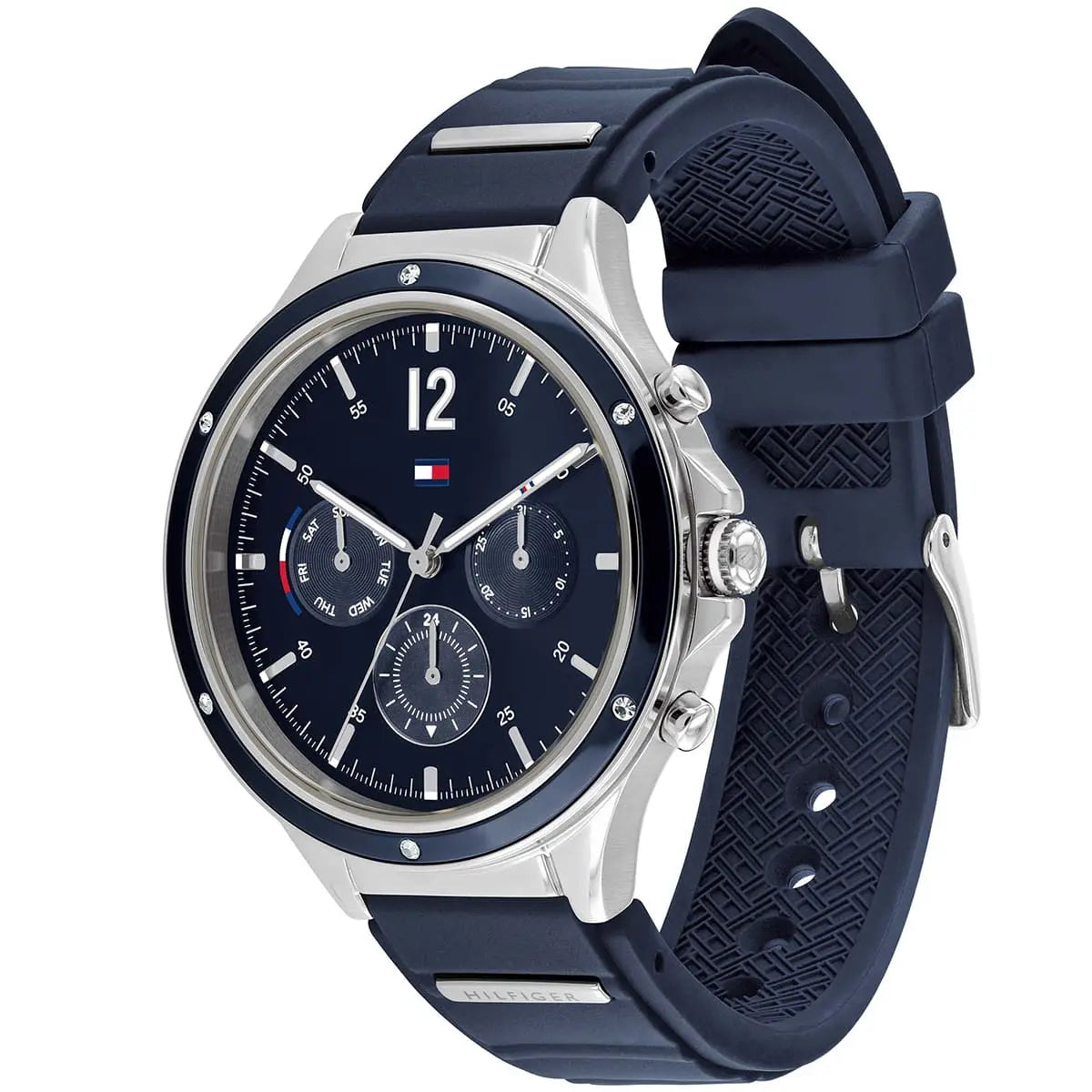 Tommy Hilfiger Lori 1782281 38mm Women's Multi-Function Watch – Navy Sunray & Navy Rubber Strap