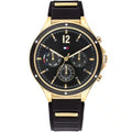 Tommy Hilfiger Lori 1782282 38mm Women's Multi-Function Watch – Black Sunray & Black Rubber Strap