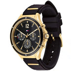 Tommy Hilfiger Lori 1782282 38mm Women's Multi-Function Watch – Black Sunray & Black Rubber Strap