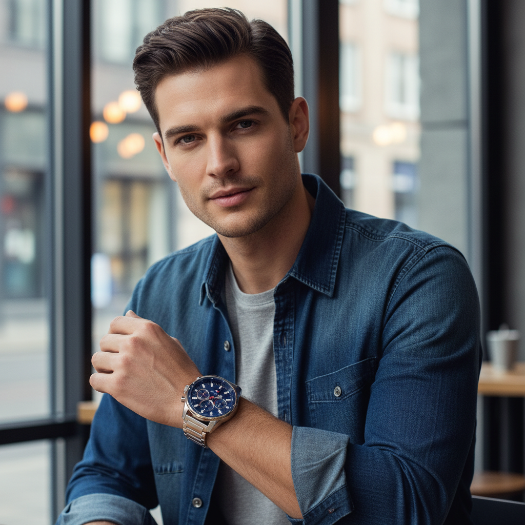 Tommy Hilfiger Mason 1791788 45mm Men's Multi-Function Watch – Navy & Silver Stainless Steel Bracelet