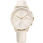 Tommy Hilfiger Shawn 1781789 38mm Women's Multi-Function Watch – Beige & White Genuine Leather Strap
