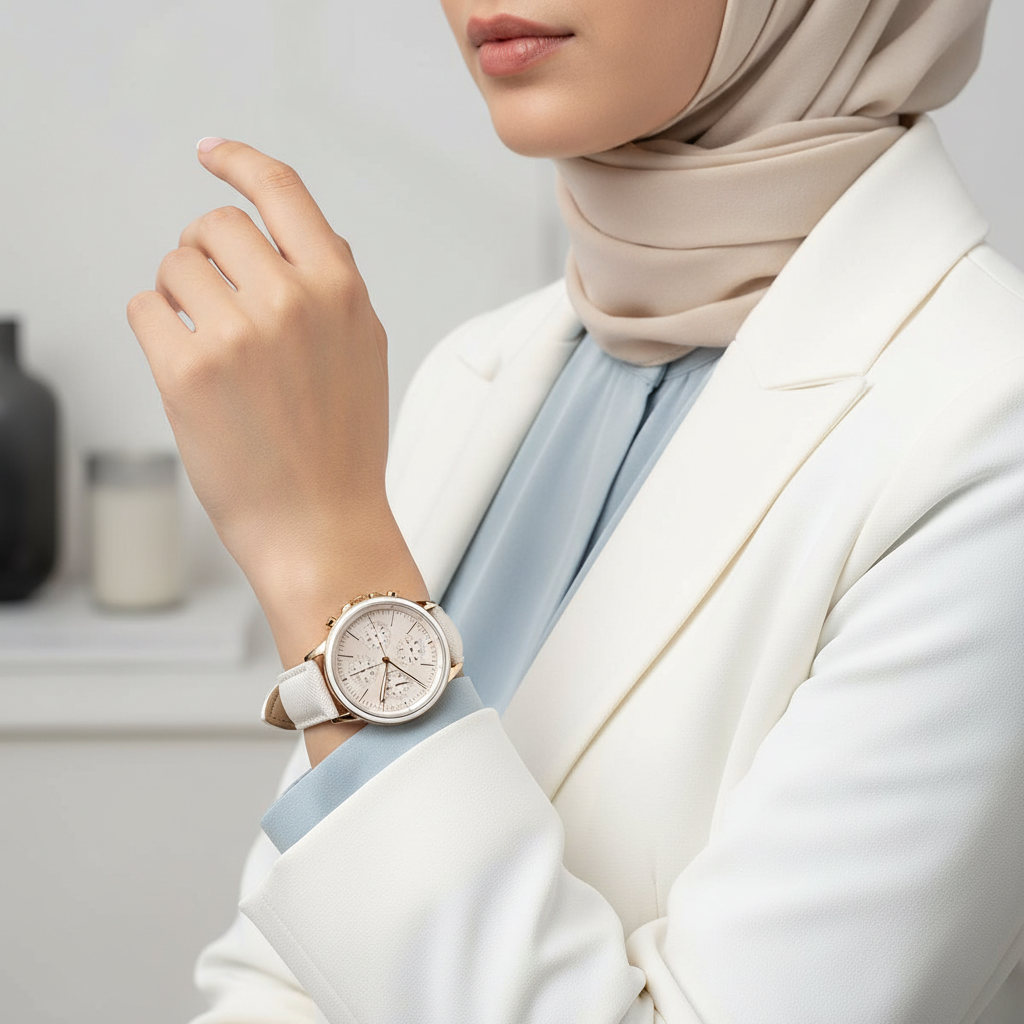 Tommy Hilfiger Shawn 1781789 38mm Women's Multi-Function Watch – Beige & White Genuine Leather Strap
