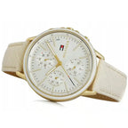 Tommy Hilfiger Shawn 1781790 38mm Women's Multi-Function Watch – Silver Sunray & White Genuine Leather Strap