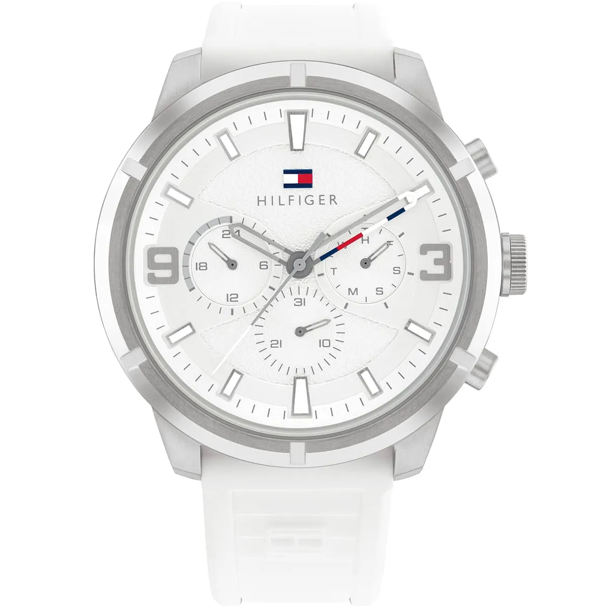 Tommy Hilfiger Wild 1792072 44mm Men's Multi-Function Watch – White Textured & White Rubber Strap