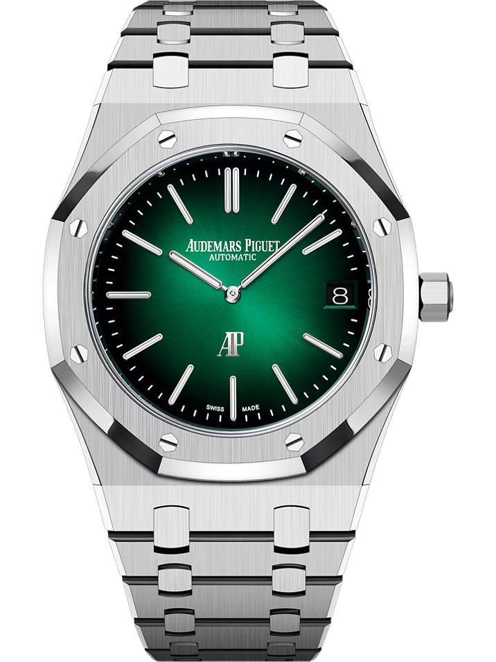 Audemars Piguet Royal Oak Jumbo Extra-Thin 16202PT.OO.1240PT.01 39mm Men's Automatic Watch – Sunray Smoked Green with Silver Stainless Steel Bracelet