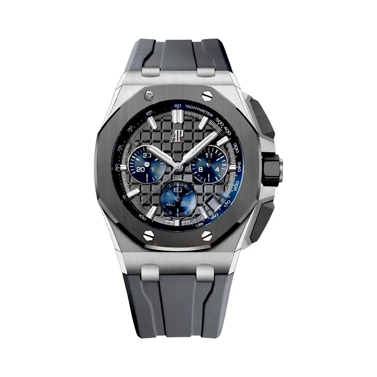 Audemars Piguet Royal Oak 43mm Men's Quartz Watch – Grey with Grey Silicone Strap