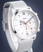 Fossil FS5382 44mm Men’s Quartz Watch – White Dial & Silver-tone Stainless Steel Bracelet