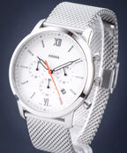 Fossil FS5382 44mm Men’s Quartz Watch – White Dial & Silver-tone Stainless Steel Bracelet